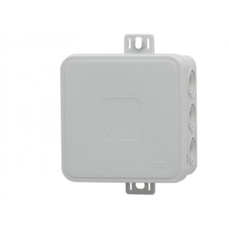 Caja hermética V6, termoplástico 85x85x41 IP54, gris - clic, 12 orificios F1.0289