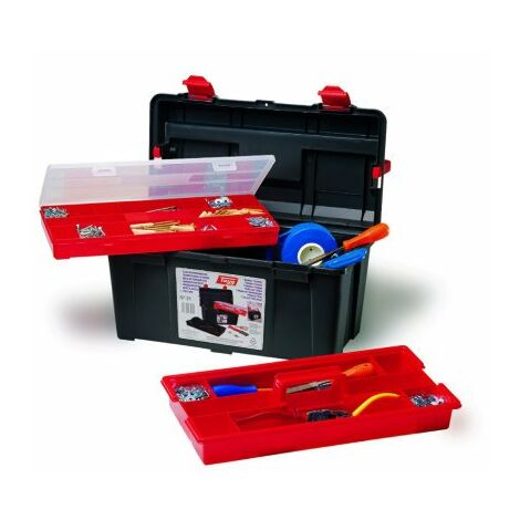 Caja de herramientas negra y roja