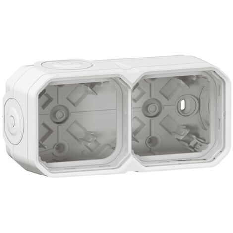 CAJA IMPERMEABLE PLEXO SUPERFICIE 2 POSICIONES HORIZONTALES Y VERTICALES SIN SEPARACIÓN CON 4 TAPONES DE MEMBRANA - BLANCO