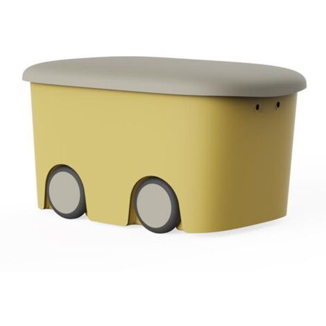 CAJA INFANTIL MULTIUSOS TAPA 58X38X32 CM 45L MOSTAZA