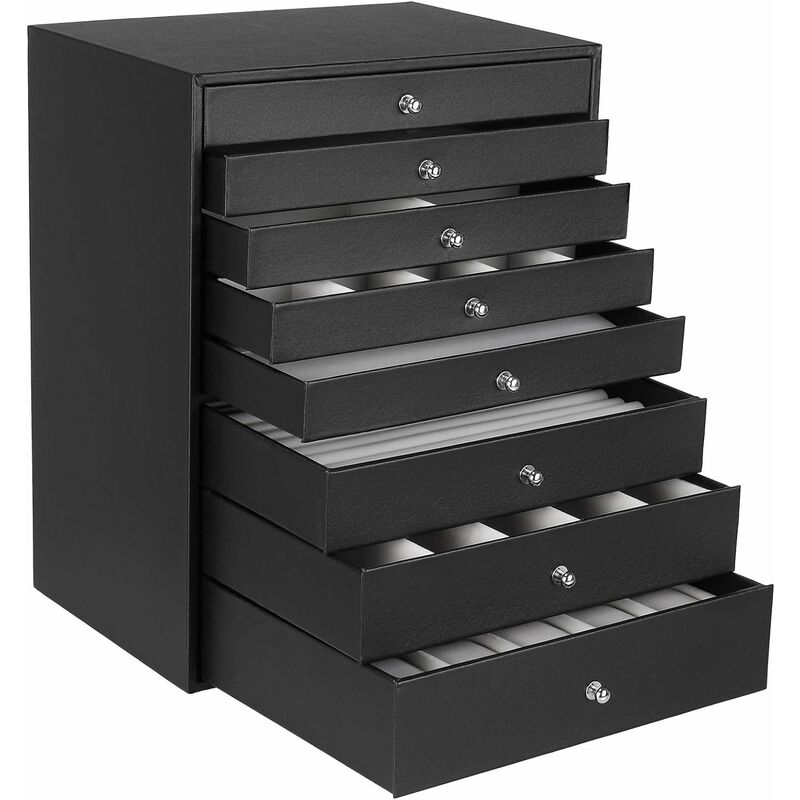 

Caja Joyero 8 Niveles, Caja para Joyas con Espejo y Cajones, para Pendientes, Collares, Pulseras, Anillos, Relojes, Regalo para la Navidad y el Año