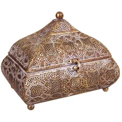 Caja Joyero de metal dorada 23x16x18
