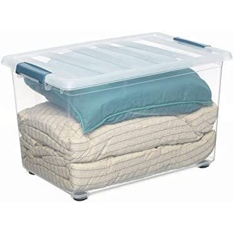 Caja katla transparente 57l con ruedas y asas ergonomicas 59 x 39 x 36,5 cm