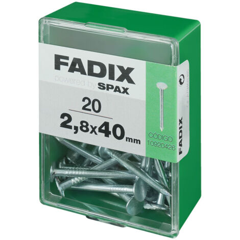 Caja m 20 unid. clavo cp ancha acero 2,8x40mm fadix