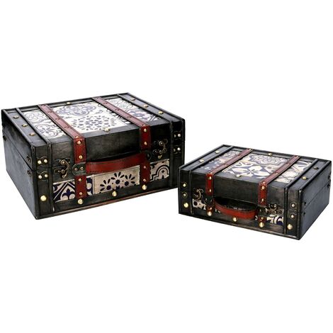 Caja madera marrón rectangular 1-2 cm36x29h17