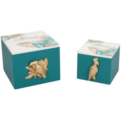 Caja madera rectangular 1-2 hojas verde 12x13h10,5 cm
