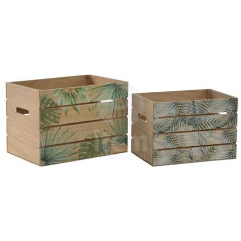 CAJA MADERA TROPICAL SET-2 - 30X22X22CM