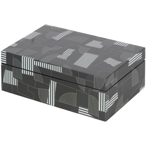 Caja Mdf Negro Gris 28X18X10 Cm