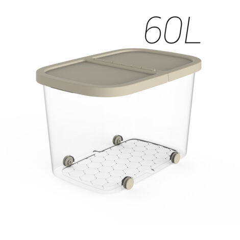 CAJA MULTIUSOS RUEDAS 59X39X38 CM 60L BEIGE