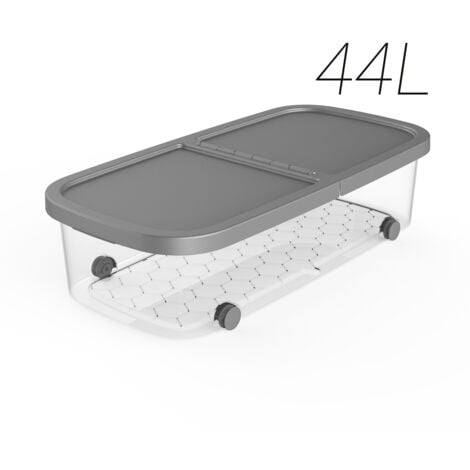 CAJA MULTIUSOS RUEDAS 79X39X20 CM 44L PLATA
