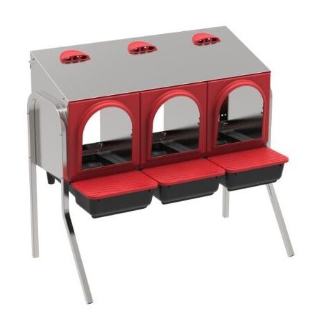 Caja Nido Galvanizada para Aves de Corral, Ponedero para Gallinas 3 Compartimentos con Patas, 12/14 Gallinas, 82x47x77 cm