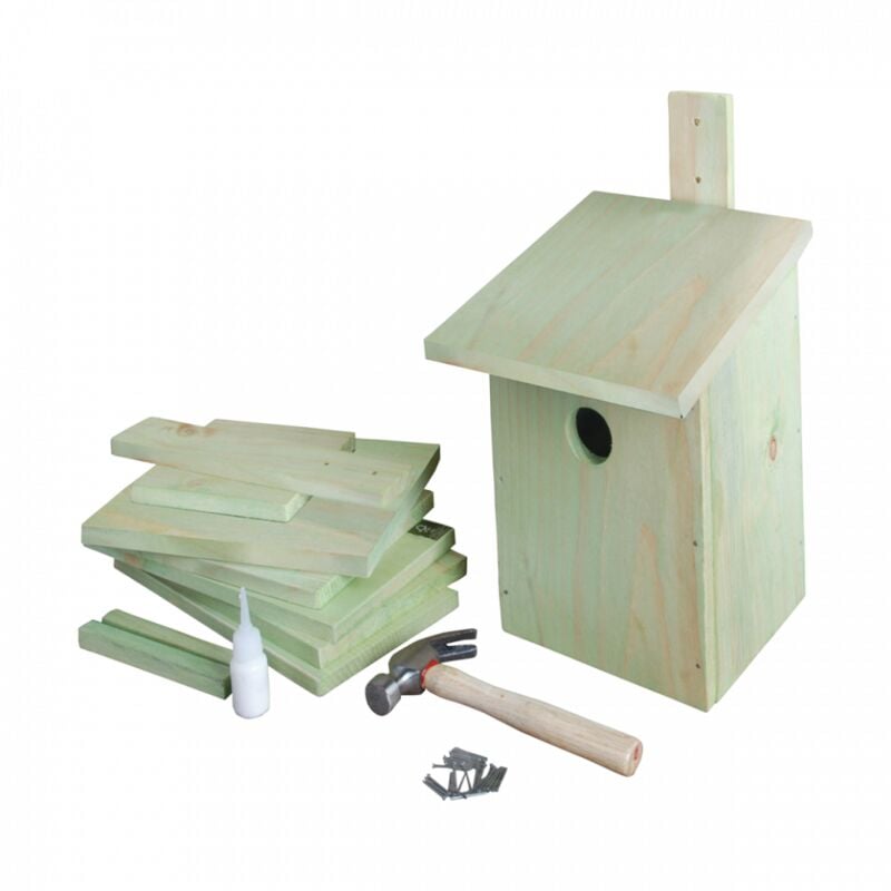 

Caja nido para montar, ideal para sus hijos. Altura 23cm. para los pájaros.