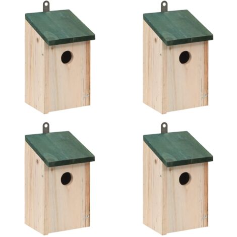 Caja nido para pájaros de exterior 4 piezas en madera 12x12x22 cm DEC020829