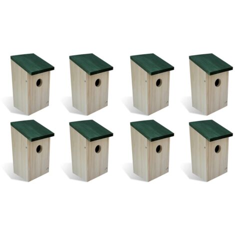 Caja nido para pájaros de exterior 8 piezas en madera 12x12x22 cm DEC020825