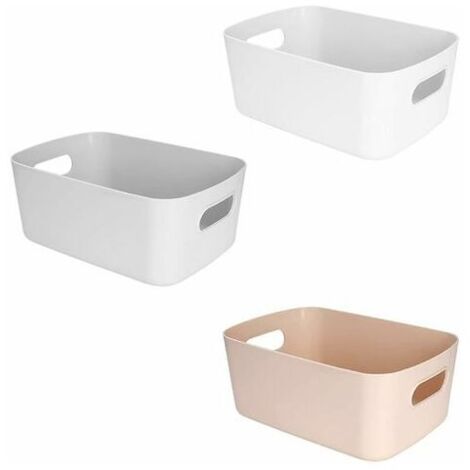 Caja organizadora de almacenamiento pequeña y liviana para estantes de baño (juego de 3 cajones de plástico para dormitorio de niños con asas para cosméticos de cocina 20147)
