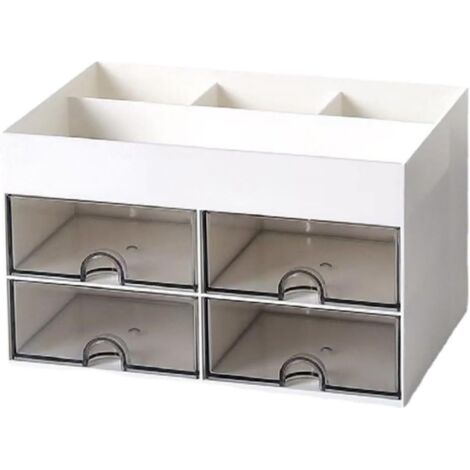 Caja organizadora de cosméticos y material de oficina, color blanco.