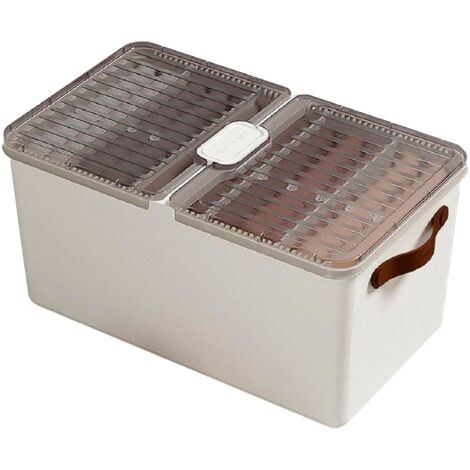 Set de 6 cajas de almacenaje 33x23x12cm - cajas organizadoras con tapa,  pack de cajas apilables para ordenar ropa y calzado, contenedor  transparente