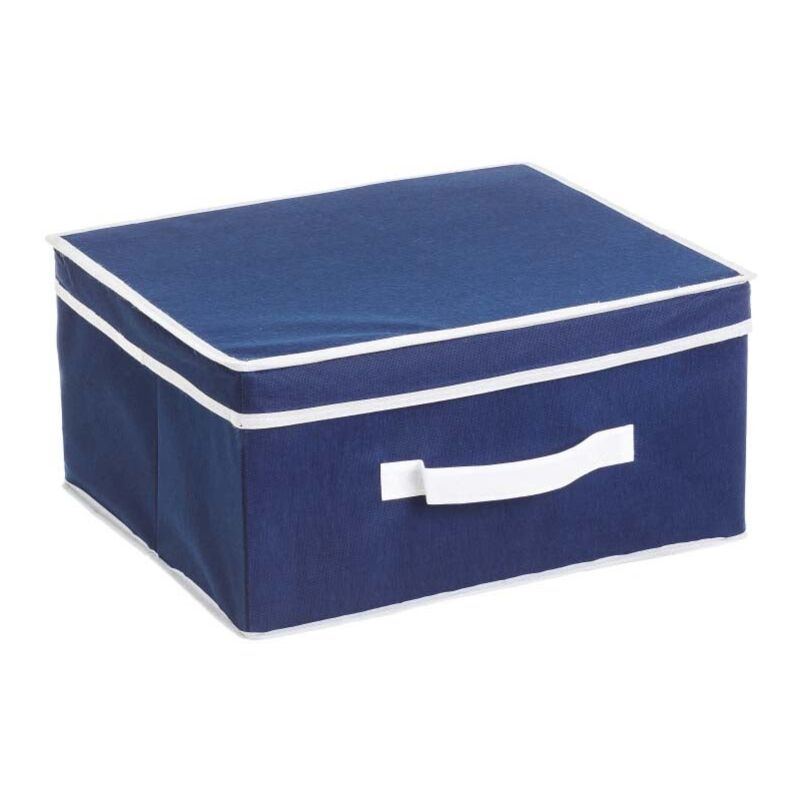 

Caja organizadora de tela azul de 20x35x41 cm. Compra mínima 2 unid