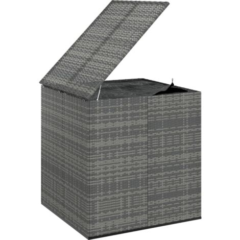 Caja para cojines caja de almacenamiento para jardín resina tejida 100 x 97,5 x 104 cm gris 020013158