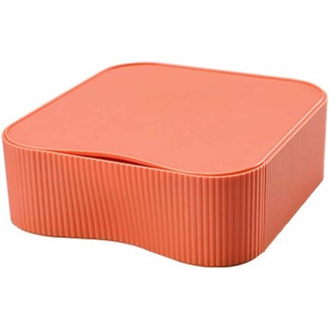 Caja para cubiertos apilable y flexible, caja de almacenamiento para escritorio, joyero y cosmético, 23 x 22 x 8 cm, naranja