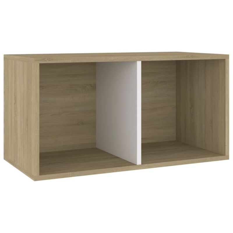 

vidaXL Caja para Discos de Vinilo Aglomerado Blanco y Sonoma - Blanco