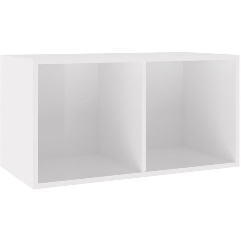 

vidaXL Caja para Discos de Vinilo Aglomerado Blanco Brillo - Blanco