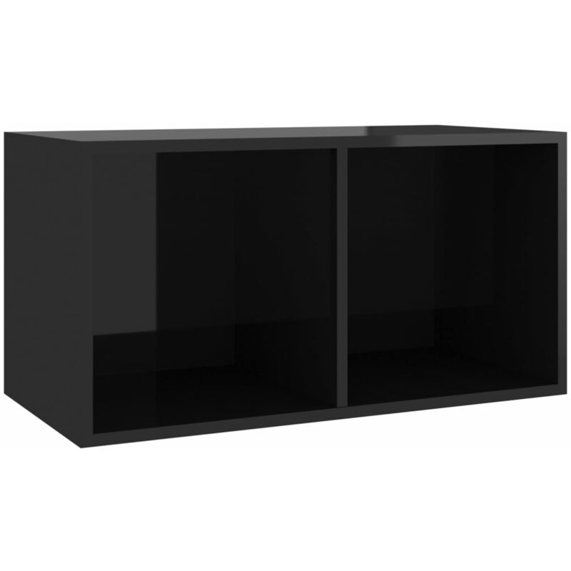 

vidaXL Caja para Discos de Vinilo Aglomerado Negro Brillante - Negro