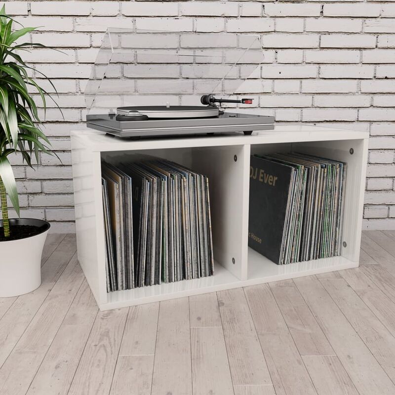 

Caja para discos de vinilo aglomerado blanco brillo 71x34x36cm