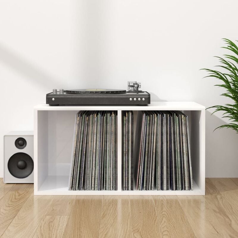 

Caja para discos de vinilo aglomerado blanco brillo 71x34x36cm - Blanco