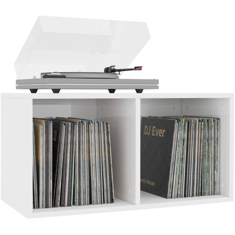 

Caja para discos de vinilo aglomerado blanco brillo 71x34x36cm