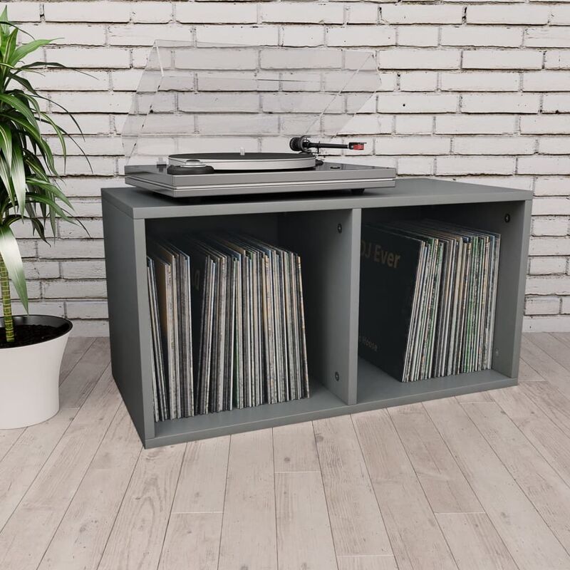 

Caja para discos de vinilo aglomerado gris 71x34x36 cm