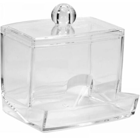 Caja para hisopos de algodón, contenedor para bastoncillos de algodón, organizador de maquillaje, transparente