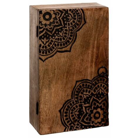 Caja para llaves decorativa de madera tallada 28cm