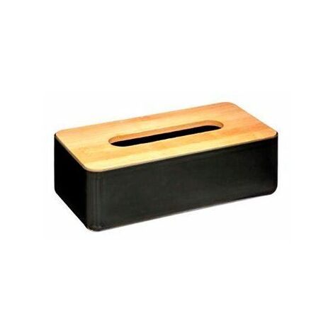 Caja para pañuelos "Baltik" de bambú para baño – Negro/Madera