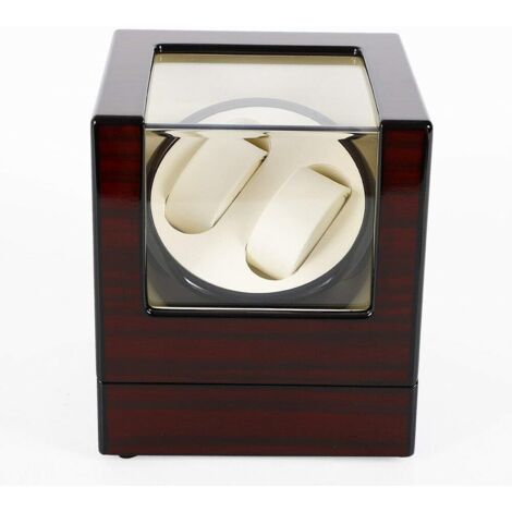 Caja para relojes Watch Winder, caja para relojes automáticos Watch Winder Box 100-240 V para 2 relojes automáticos Watch Storage Case Motor silencioso Ventana de visualización, madera 2+0