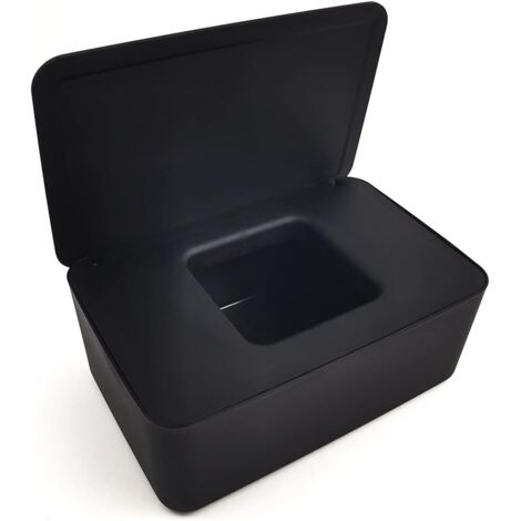 Caja para toallitas húmedas de bebé, caja para toallas de bebé, caja para toallitas húmedas con tapa, apta para el hogar y la oficina (negra, 18,511,57,5 cm)