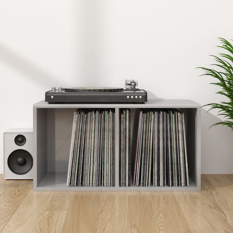 

Caja para vinilos de aglomerado gris brillante 71x34x36 cm - Gris