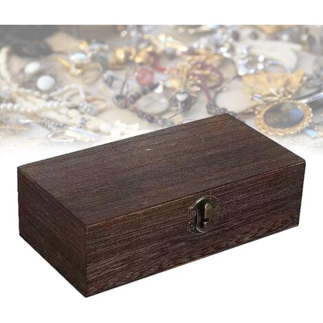 Caja pequeña de madera de pino con tapa - 20 x 10 x 6 cm - Con tapa - Marrón - Caja de almacenamiento de madera natural - Para guardar, decorar o regalar