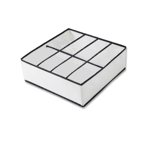 Caja plegable beige para guardar ropa interior y calcetines, ideal para organizar cajones, 32 x 32 x 12 cm, 8 compartimentos