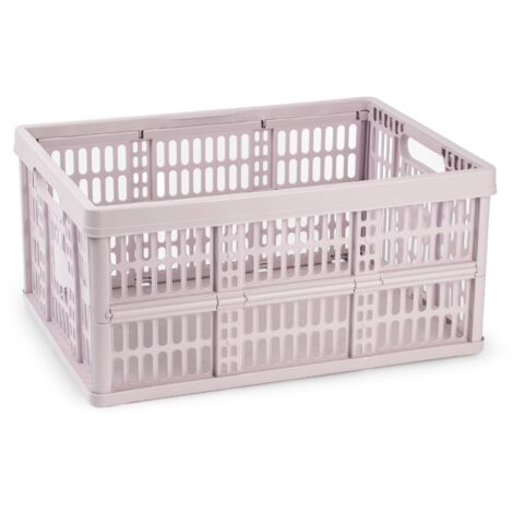 Caja plegable con asas plastico 32 Litros Rosa claro