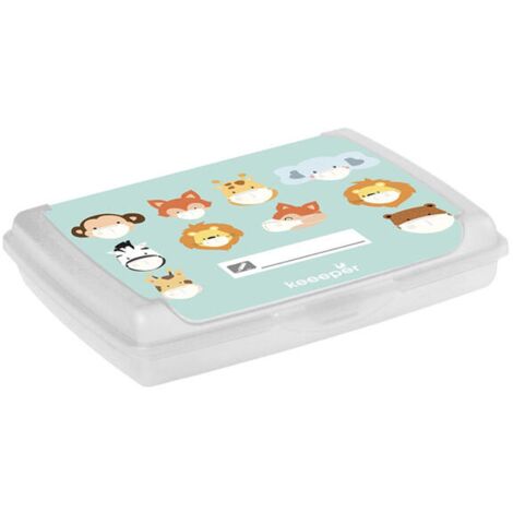 Caja práctica para guardar la protección de la boca/nariz, Plástico resistente (PP), Transparente, 17 x 13 x 3,5 cm, colección Carla kids