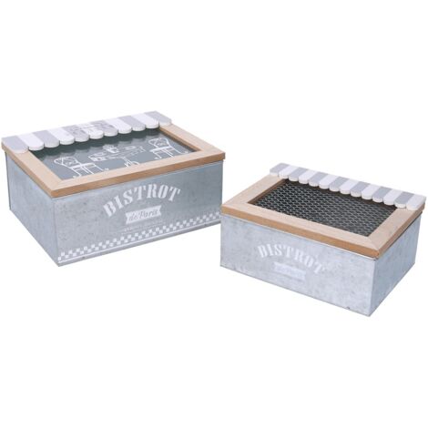 Caja rectangular de madera natural para 1-2 bistrós cm23x18h10,5