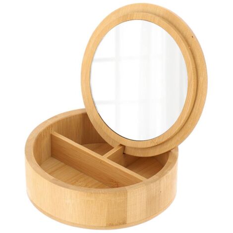 Caja redonda de bambú con espejo - bambú - Tendance