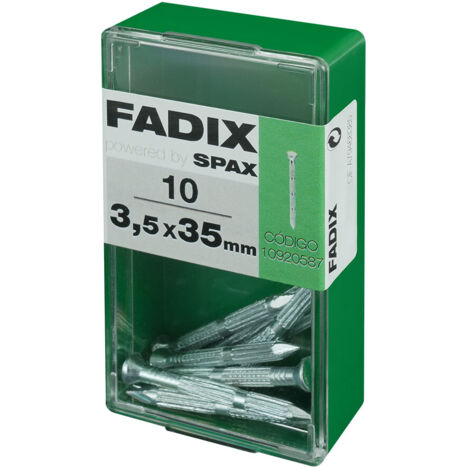Caja s 10 unid. clavo cp estriado acero 3,5x35mm fadix