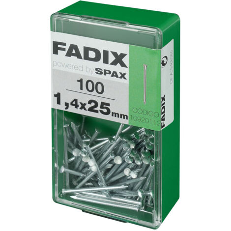 Caja s 100 unid. clavo c. reducida acero 1,4x25mm fadix