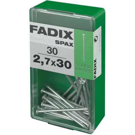 Caja s 30 unid. clavo cp acero 2,7x30mm fadix