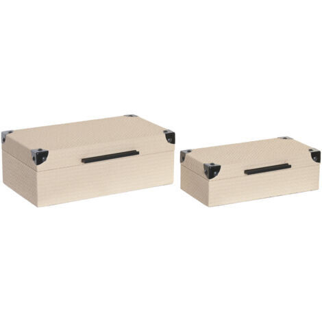 Caja Set 2 Madera 34X20X12 Beige