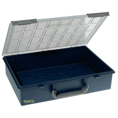 Caja surtida L.338xP.261xH.78mm parte inferior azul oscuro / tapa transp. a.PP (Por 5)
