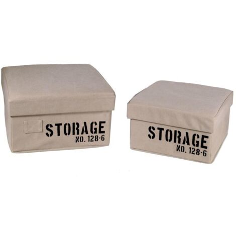 Caja tela 1-2 almacenamiento cuadrada plegable crema cm36x36h20