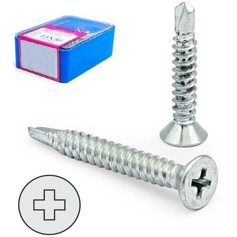 caja tornillo broca cabeza plana din 7504-p cincado larg.r/chapa 16mm ø rosca chapa 3.9mm